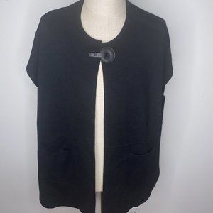 Picadilly Canada Womens Cardigan Sweater Black Gray Sz S Vest Poncho Open Side
